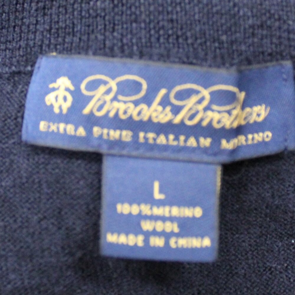 BROOKS BROTHERS CARDIGAN SWEATER 10% MERINO WOOL NAVY & DK RED LARGE, L - Picture 2 of 3